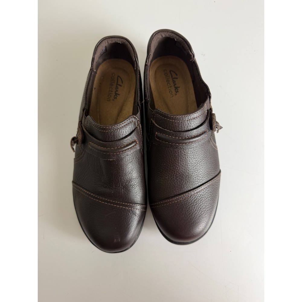 Clarks Collection Brown Leather Slip On Loafers 261289315045 Women 7W